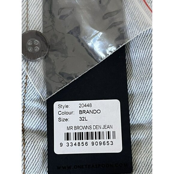 Man X One Teaspoon Mr. Brown Distressed Brando Jeans Sz 32L  32 Long  NWT - Picture 5 of 10